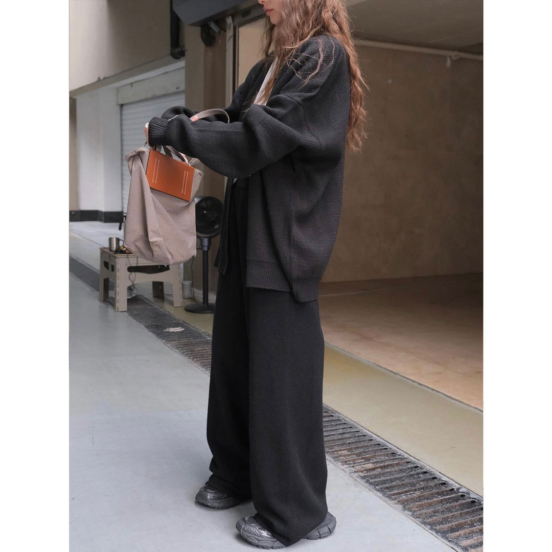 Damen Weite Strick‑Palazzohose im Lounge‑Look mit hohem Bund Nord Taschen