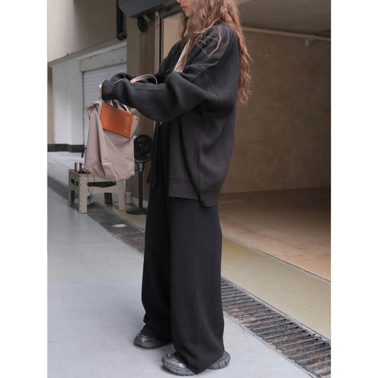 Damen Weite Strick‑Palazzohose im Lounge‑Look mit hohem Bund Nord Taschen