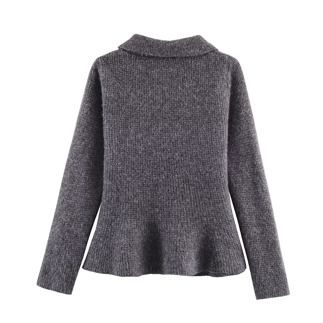 Damen Doppelreihige Bouclé-Jacke mit Schößchen, aufgesetzten Taschen und Hemdkragen Nord Taschen