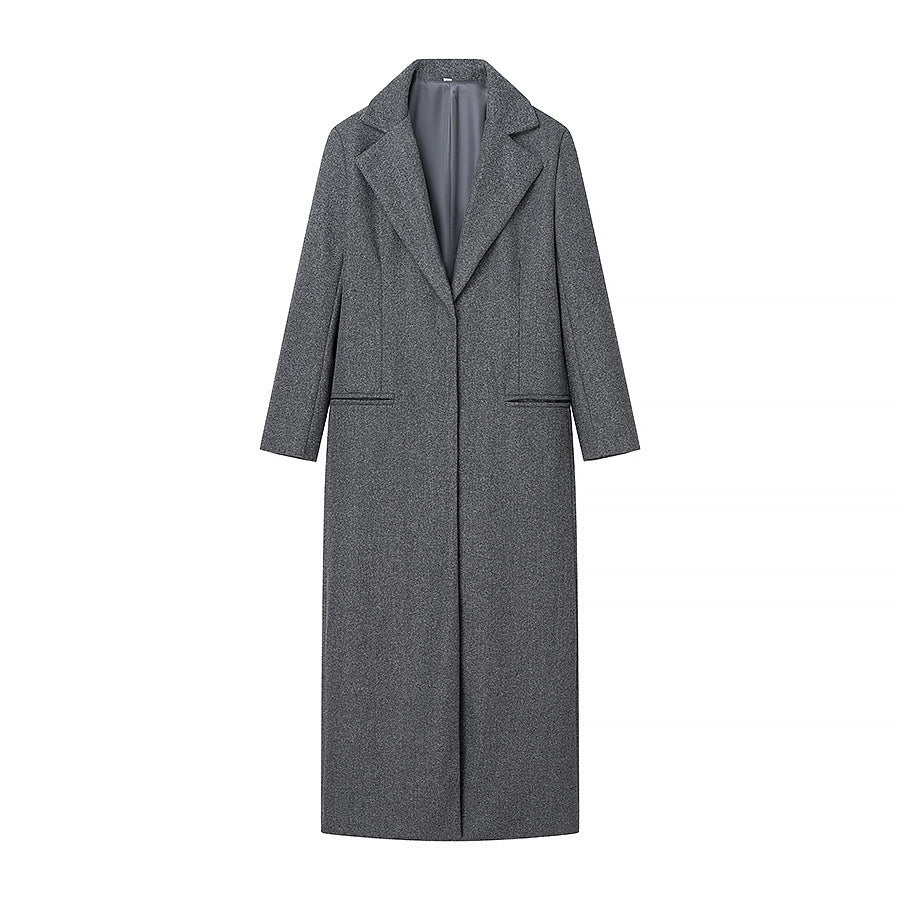 Damen Taillierter Longline-Cape-Mantel aus Wollmix mit überfallendem Cape-Detail Nord Taschen
