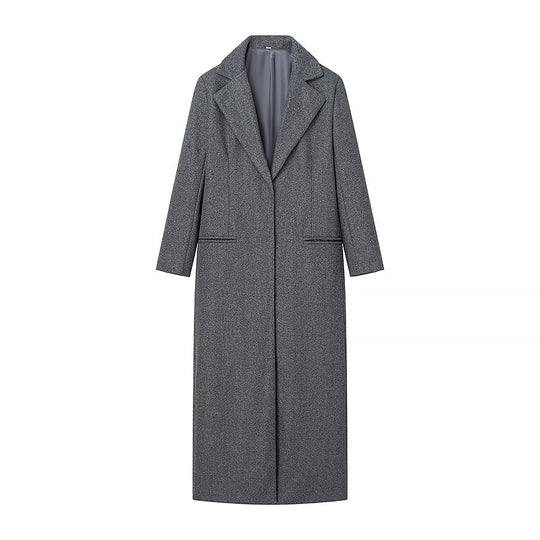 Damen Taillierter Longline-Cape-Mantel aus Wollmix mit überfallendem Cape-Detail Nord Taschen