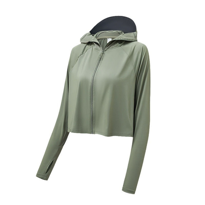 Damen Leichte Kapuzenjacke mit UV-Schutz, atmungsaktivem Stoff und kürzerem Saum Nord Taschen