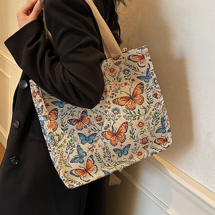 Damen Jute-Shopper mit buntem Schmetterlingsmotiv Nord Taschen