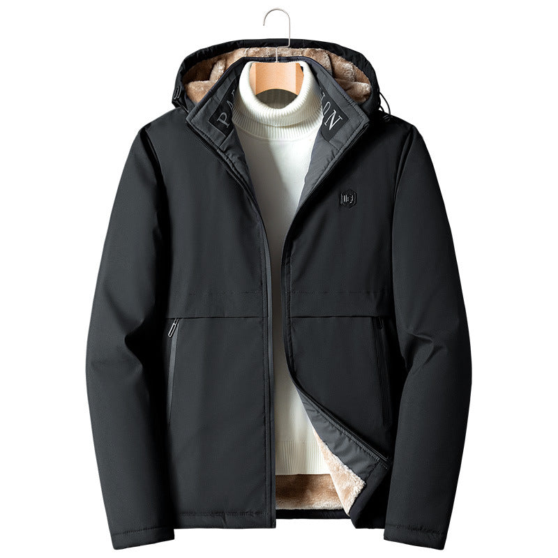 Herren Übergangsjacke mit Teddyfutter, winddichter Außenhülle und Kapuze Nord Taschen
