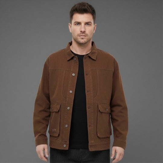 Herren Canvas-Utility Overshirt mit großen Pattentaschen und entspanntem Schnitt Nord Taschen