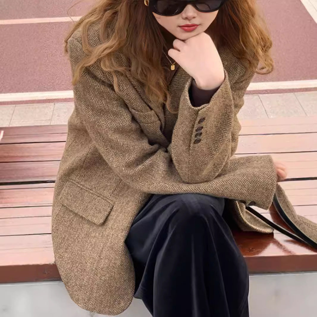 Damen Übergroßer Wollblazer Nord Taschen