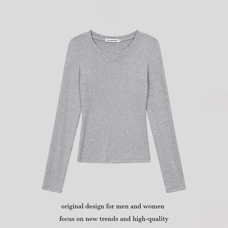 Damen Langarmshirt mit V-Ausschnitt und tailliertem Slim-Fit Nord Taschen