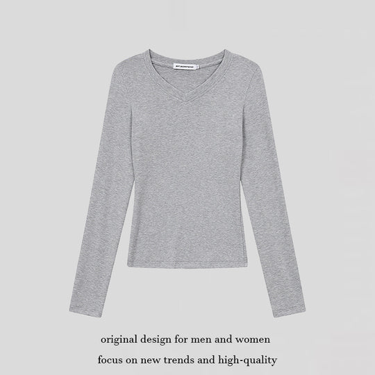 Damen Langarmshirt mit V-Ausschnitt und tailliertem Slim-Fit Nord Taschen