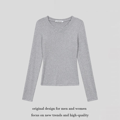 Damen Langarmshirt mit V-Ausschnitt und tailliertem Slim-Fit Nord Taschen