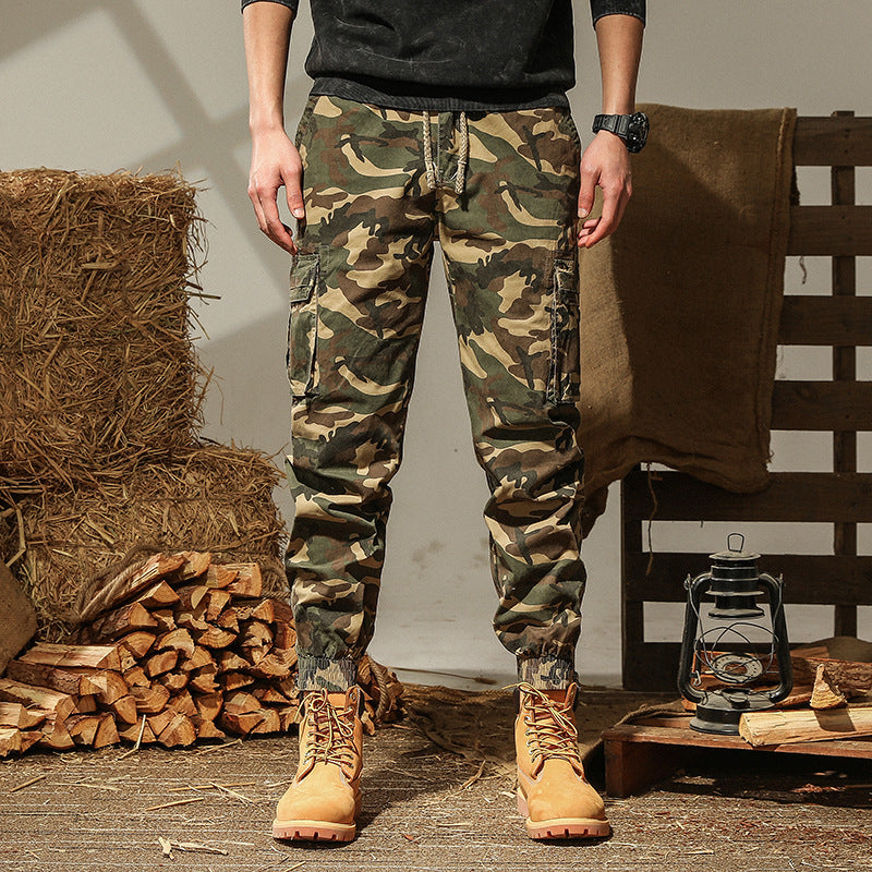 Herren Camouflage Cargo-Joggerhose mit elastischem Kordbund und verstärkten Kniepartien Nord Taschen