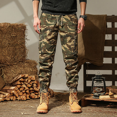 Herren Camouflage Cargo-Joggerhose mit elastischem Kordbund und verstärkten Kniepartien Nord Taschen