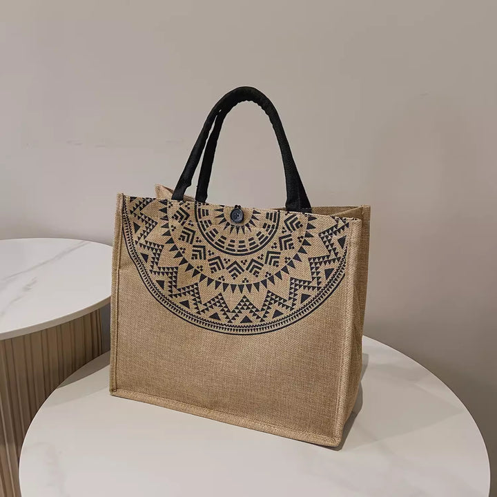 Damen Strandtasche mit Kunstlederdetails und grafischem Muster Nord Taschen