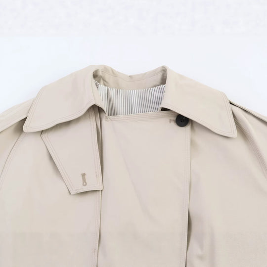 Damen Kurz-Trenchcoat mit Taillengürtel und Cape-Detail Nord Taschen