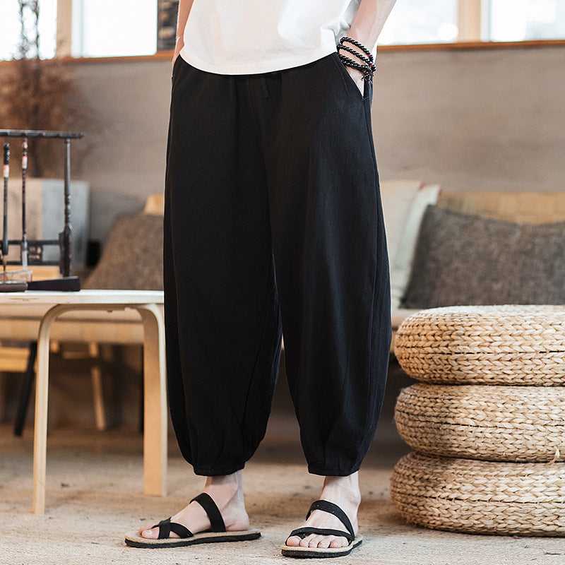 Herren Weite Harem-Loungehose mit elastischem Bund und gerafften Knöchelabschlüssen Nord Taschen