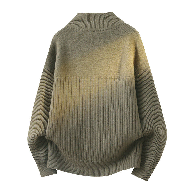 Unisex Oversize Strick-Cardigan mit Stehkragen, durchgehendem Reißverschluss & Struktur-Rippstrick Nord Taschen