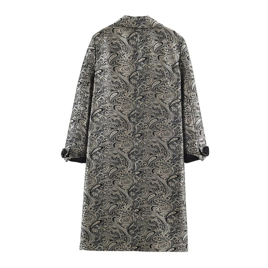 Damen Paisley-Mantel im Jacquard-Muster mit Doppelreiher Nord Taschen
