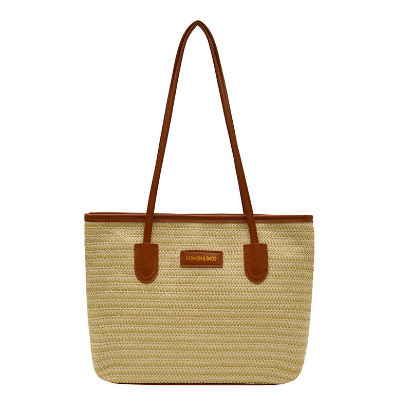 Damen elegante Strohtasche mit hochwertigen Lederakzenten Nord Taschen