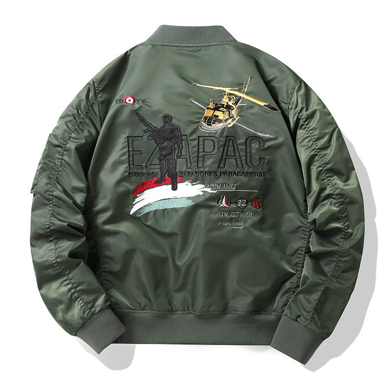 Herren Piloten-Bomberjacke im Vintage-Military-Stil mit gestickten Flugpatches und wasserabweisender Nylonoberfläche Nord Taschen