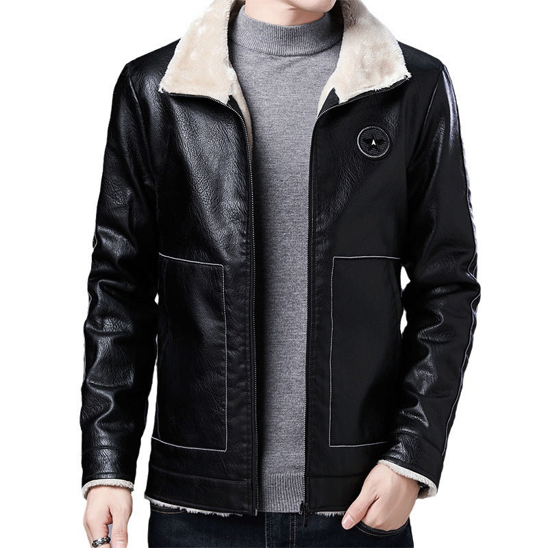 Herren Pilotenblouson in Lederoptik mit Sherpa-Innenfutter und Stehkragen Nord Taschen