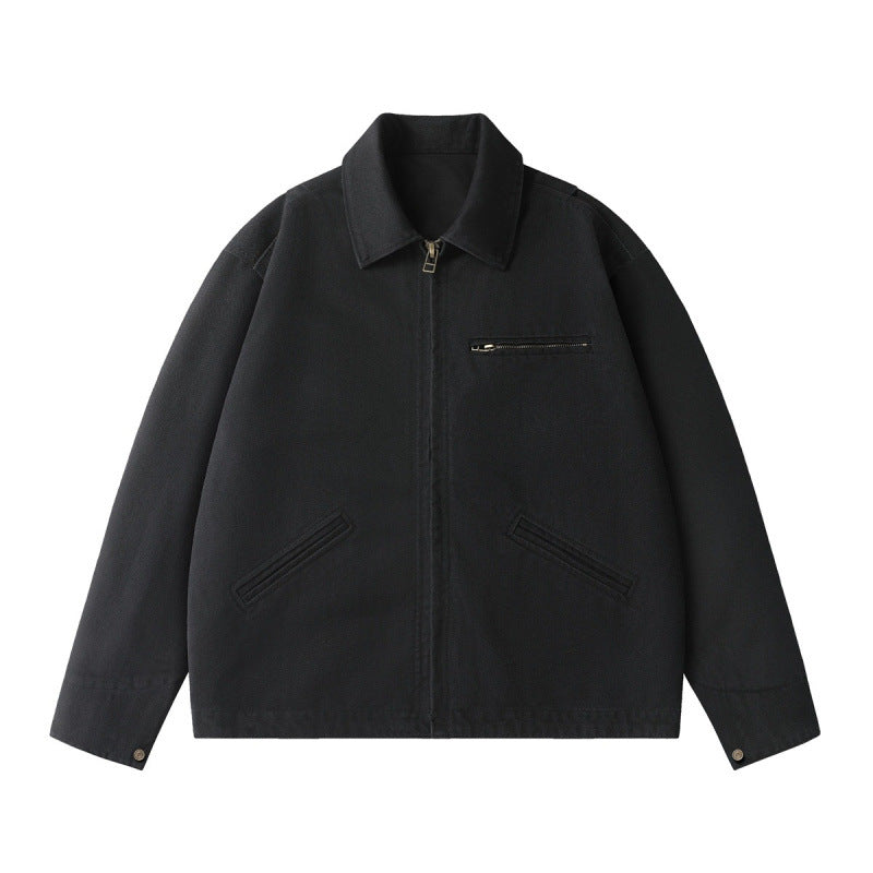 Herren Kurzjacke im Boxy-Schnitt aus Canvas mit Hemdkragen und Leistentaschen Nord Taschen