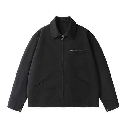 Herren Kurzjacke im Boxy-Schnitt aus Canvas mit Hemdkragen und Leistentaschen Nord Taschen