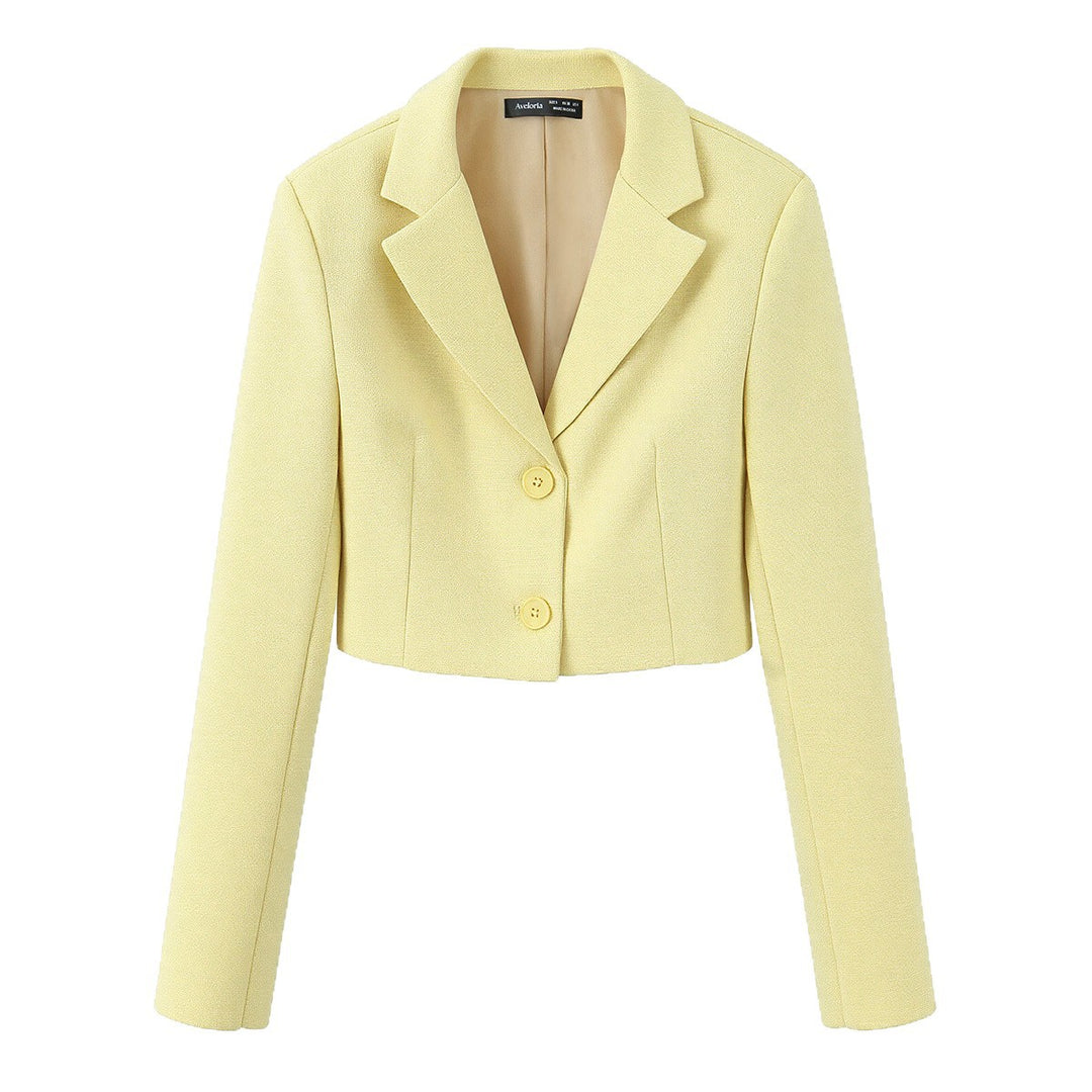 Damen Kurzer Bouclé‑Tweed‑Blazer mit Reverskragen und Zweiknopfverschluss Nord Taschen