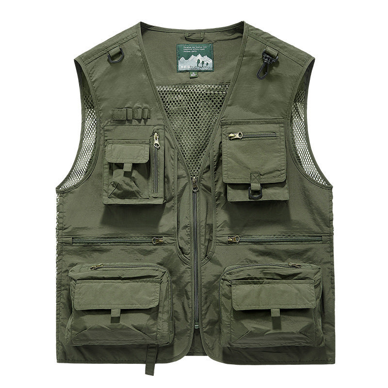 Herren multitaschige Angler-Utility‑Weste mit Netzrücken und Reißverschluss Nord Taschen