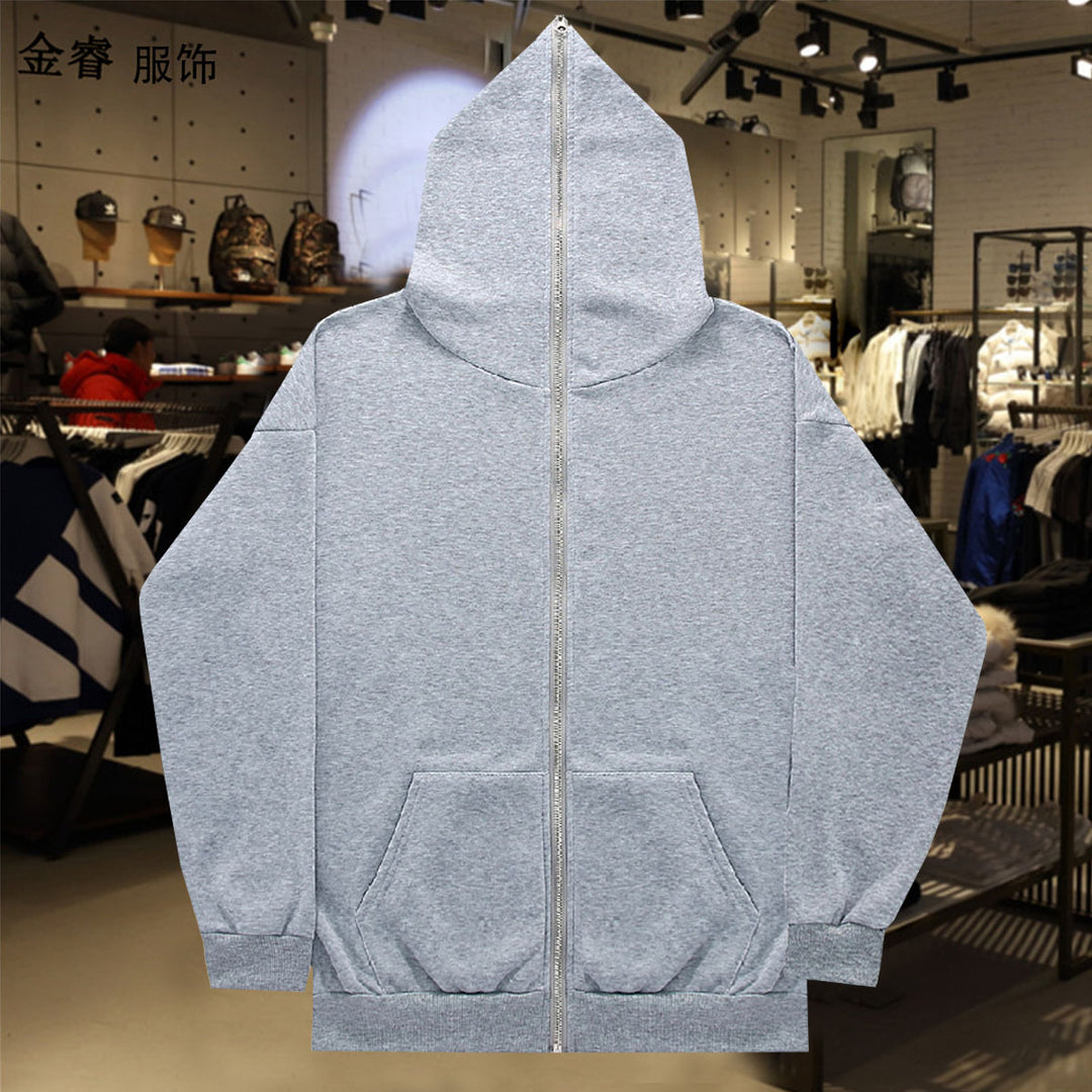Unisex nan Zip-Hoodie mit durchgehendem Reißverschluss bis in spitze Kapuze, Kängurutasche und gerippten Bündchen Nord Taschen