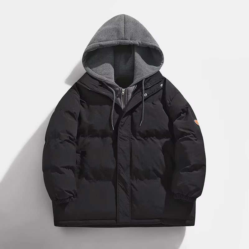 Herren Gepolsterte Winter-Steppjacke mit zweilagiger Kapuze und elastischen Bündchen Nord Taschen