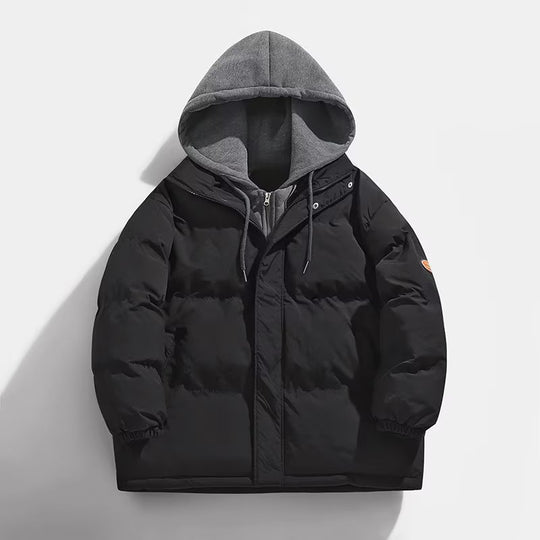 Herren Gepolsterte Winter-Steppjacke mit zweilagiger Kapuze und elastischen Bündchen Nord Taschen