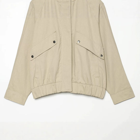 Damen Wasserabweisende Cropped-Utility-Jacke mit hohem Stehkragen und Karodetail an den Ärmelaufschlägen Nord Taschen