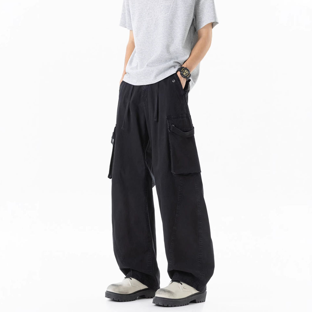 Herren Weite Cargo-Bundfaltenhose mit Tunnelzug und großen Klappentaschen Nord Taschen