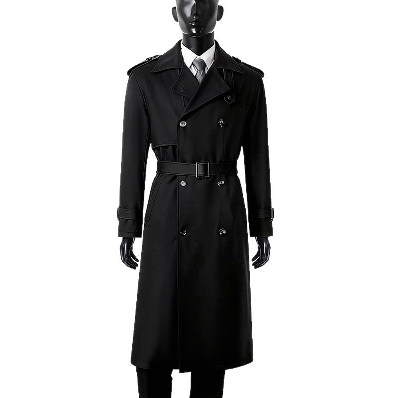 Herren Doppelreihiger Trenchcoat mit abnehmbarem Taillengürtel und Schulterklappen Nord Taschen
