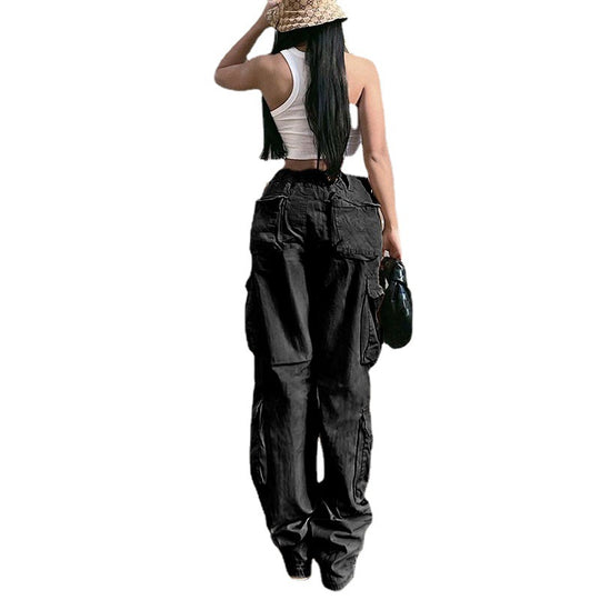 Damen weite Cargo-Hose im Baggy-Stil mit Multifunktionstaschen und verstellbarem Saum Nord Taschen