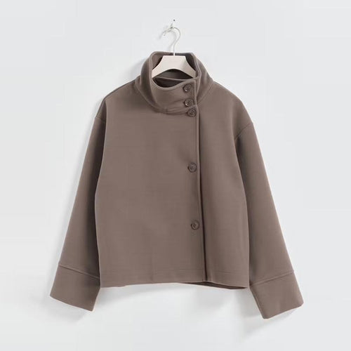 Damen Kurze Jacke mit hohem Kragen und Knopfverschluss Avellé
