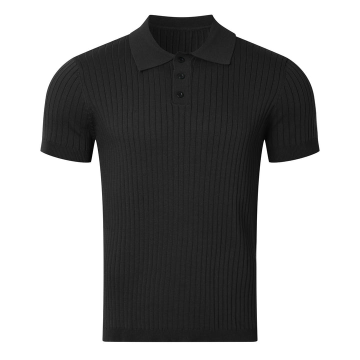 Herren nan schmal geschnittenes geripptes Poloshirt aus Feinstrick mit Kurzarm und Polokragen