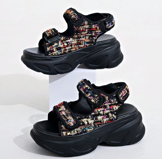 Damen Plateau-Sandalen mit verziertem Riemen und komfortabler Sohle Nord Taschen