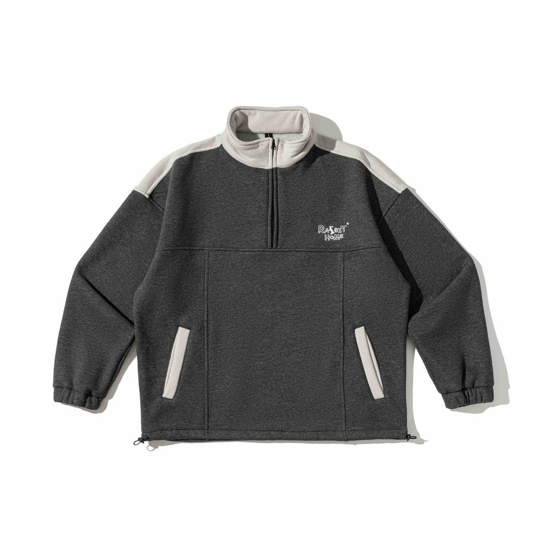 Unisex Halbzip-Sweatshirt im Oversize-Boxy-Schnitt mit hohem Stehkragen und Kängurutasche Nord Taschen