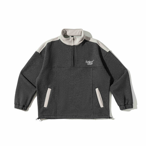 Unisex Halbzip-Sweatshirt im Oversize-Boxy-Schnitt mit hohem Stehkragen und Kängurutasche Nord Taschen