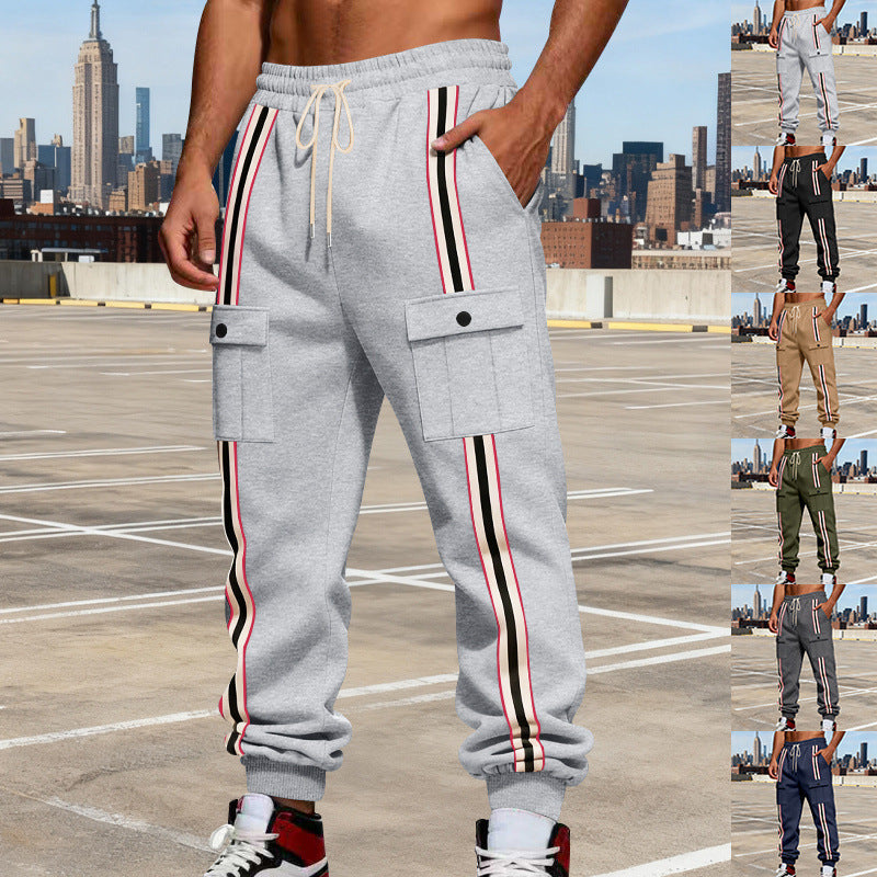Herren Cargo-Jogginghose im Urban-Streetwear-Look mit Kontraststreifen und Klappentaschen Nord Taschen