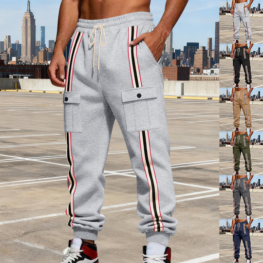 Herren Cargo-Jogginghose im Urban-Streetwear-Look mit Kontraststreifen und Klappentaschen Nord Taschen