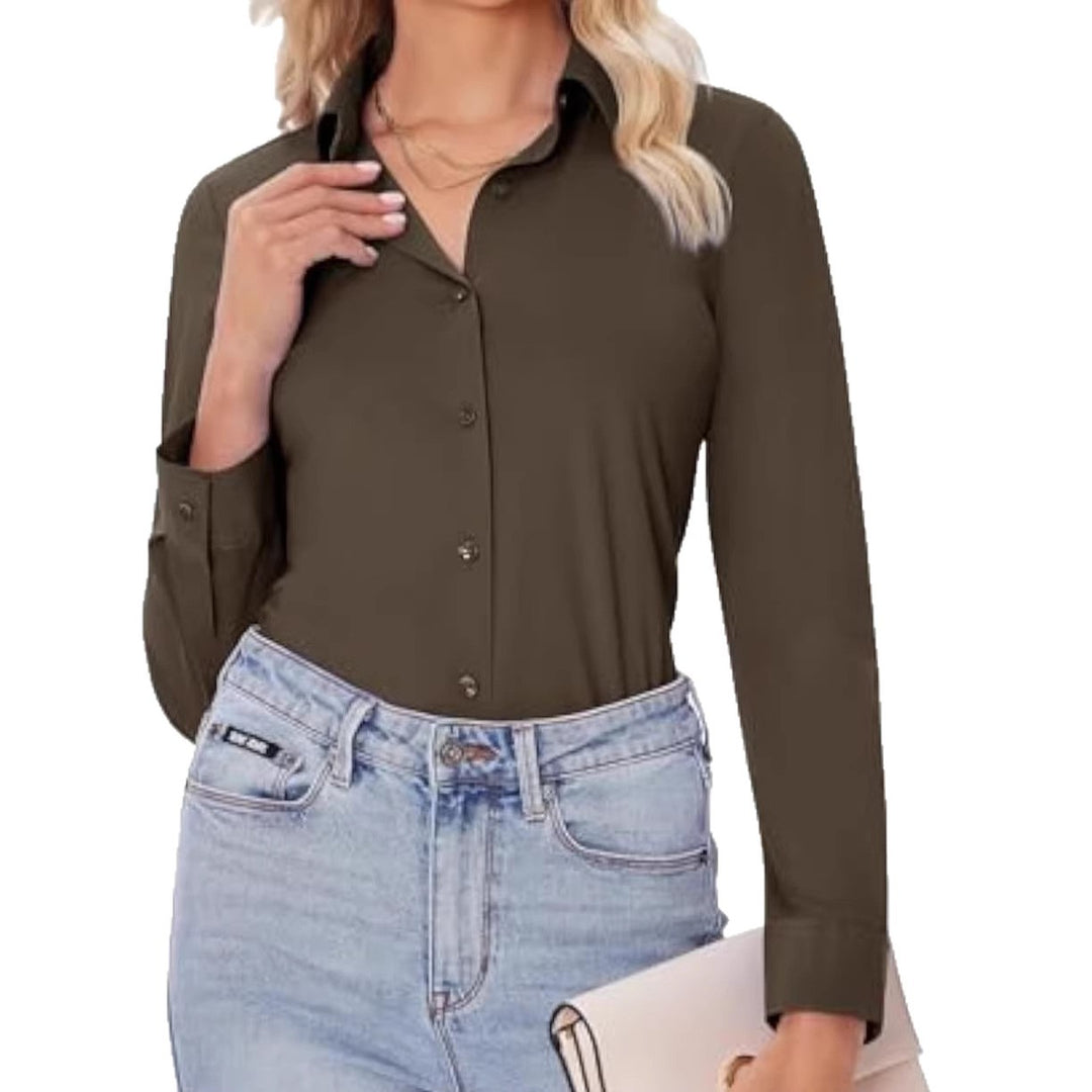 Damen Elegantes Langarmhemd Nord Taschen