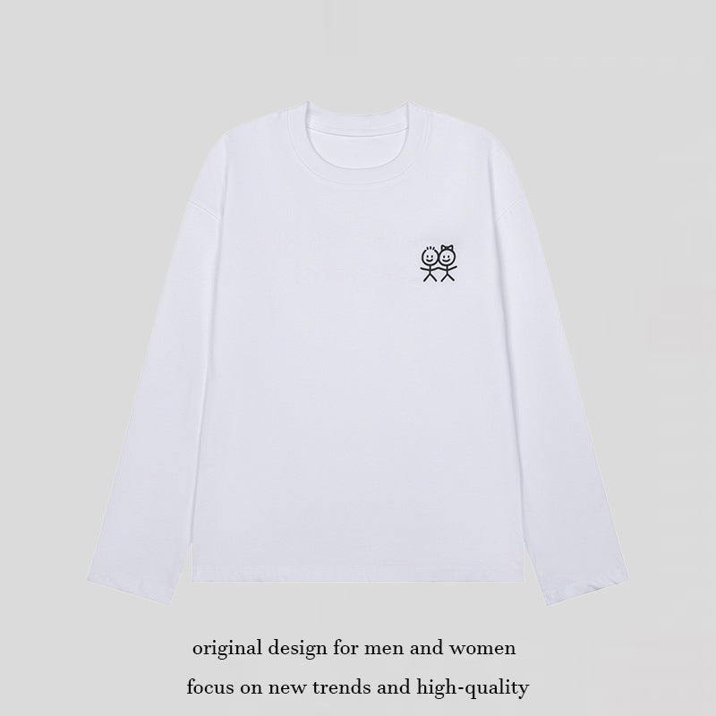 Unisex Langarm-Baumwollshirt mit minimalistischer Freundschafts-Stickerei Nord Taschen