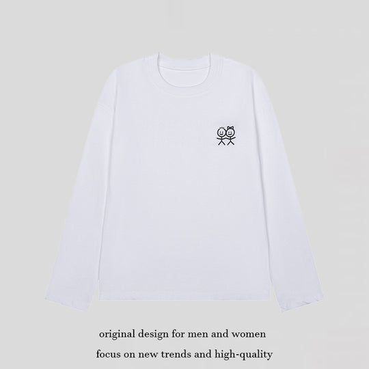 Unisex Langarm-Baumwollshirt mit minimalistischer Freundschafts-Stickerei Nord Taschen