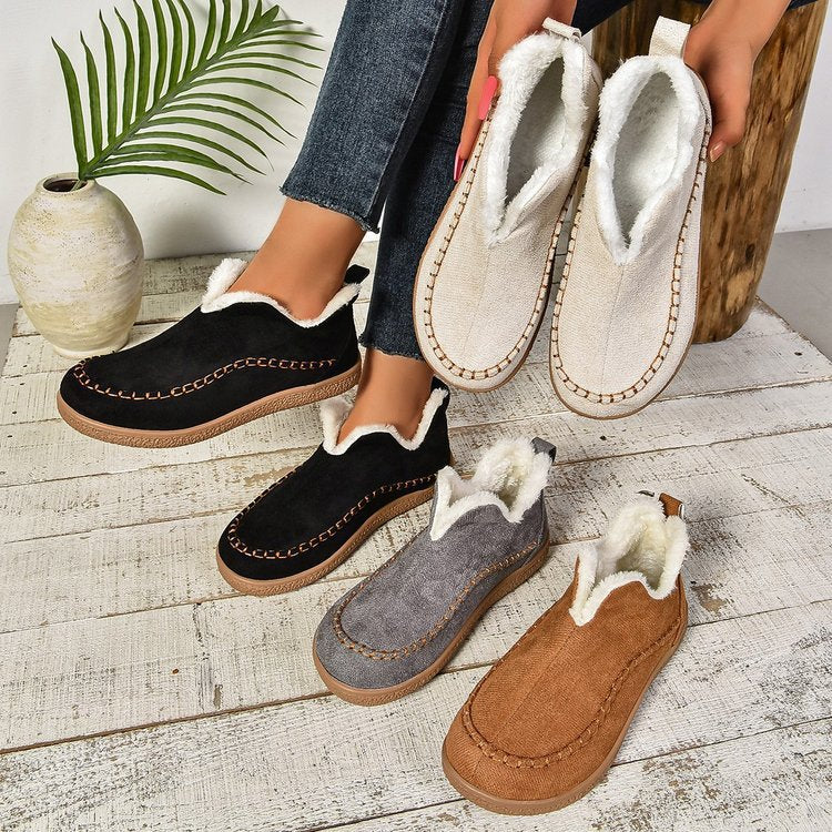Damen Thermo‑Mokassin‑Slipper mit hohem Schaftkragen, handgenähter Ziernaht und flexibler Profilsohle Nord Taschen