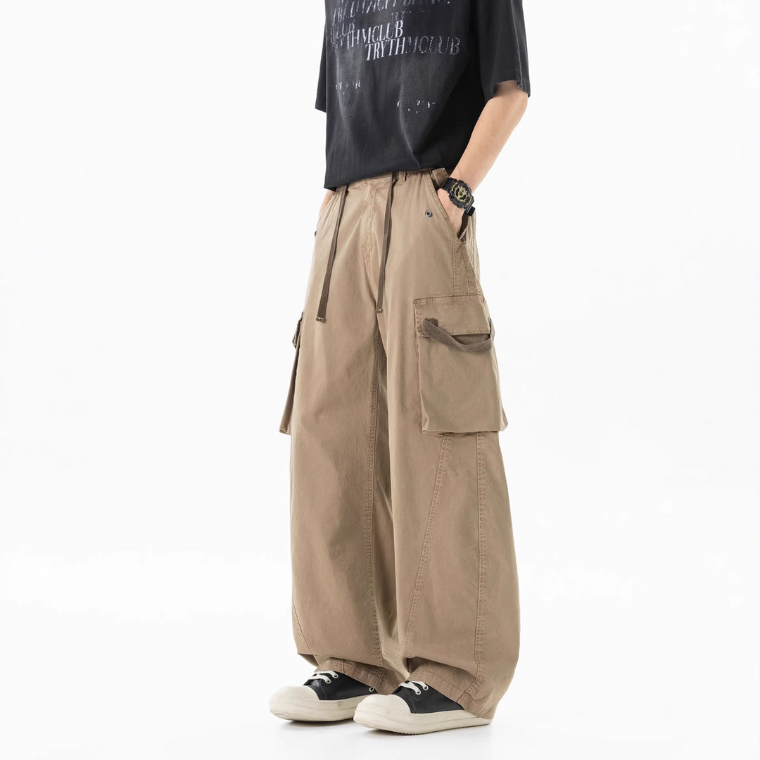 Herren Weite Cargo-Bundfaltenhose mit Tunnelzug und großen Klappentaschen Nord Taschen