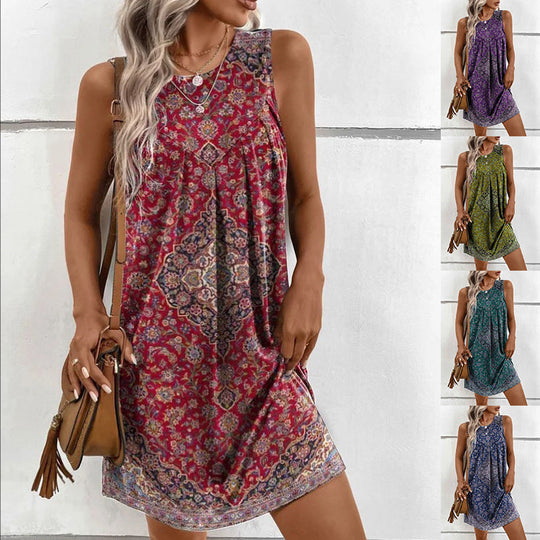 Damen Schmuckes Sommerkleid mit floralem Muster und weich fließendem Stoff
