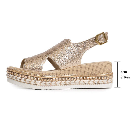 Damen Wedge-Sandaletten mit modischem Glitzer-Riemen und ergonomischem Fußbett Nord Taschen