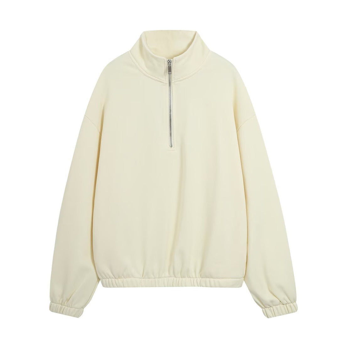 Damen Oversize Pullover mit Halbzip‑Stehkragen, elastischem Saum und überschnittenen Ärmeln Nord Taschen