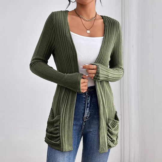 Damen Lässige und warme Strickjacke Nord Taschen